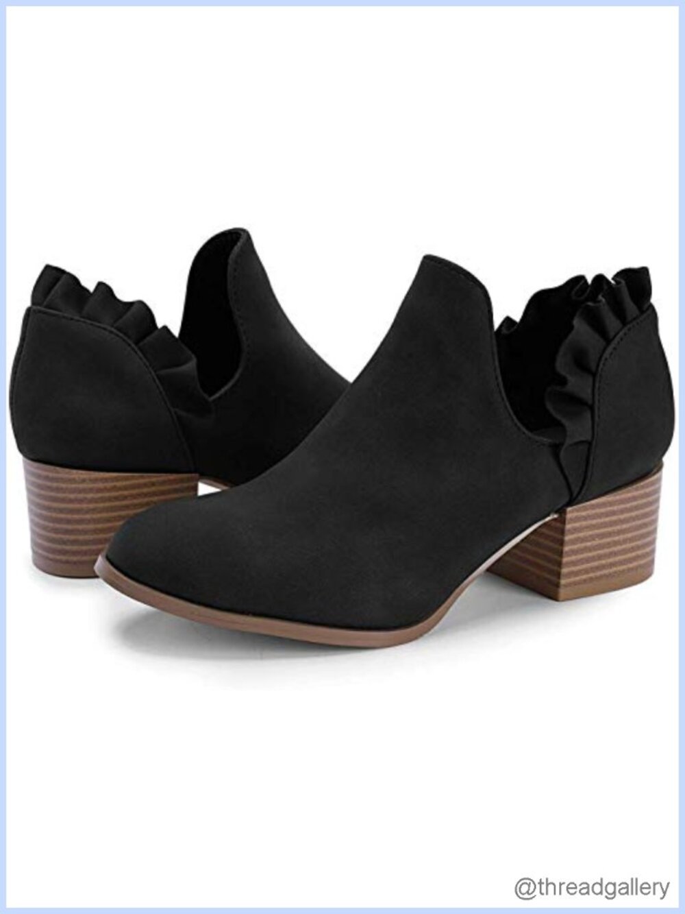 Faux Leather Cutout Ankle Booties Stacked Heel Slip On Dress Boots